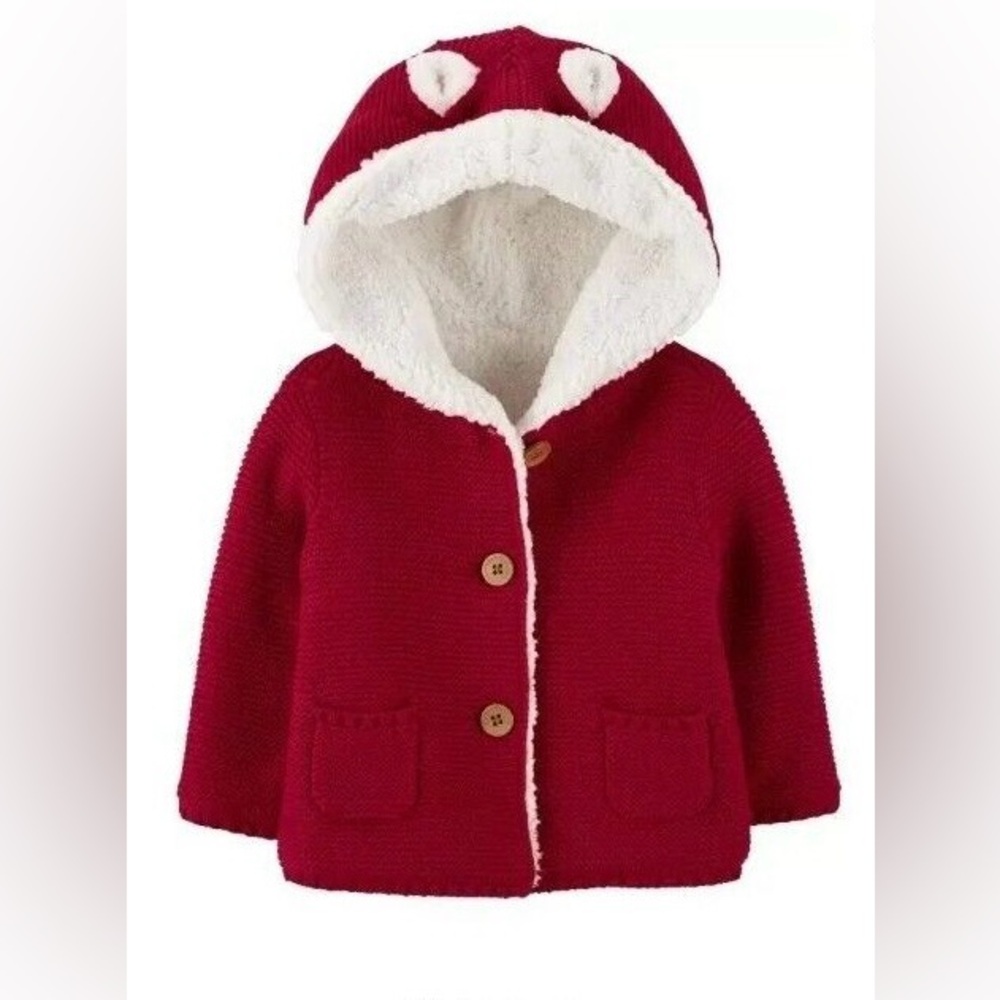 Carter's Baby Faux- Sherpa- Lined Hooded Jacket. Size 12M